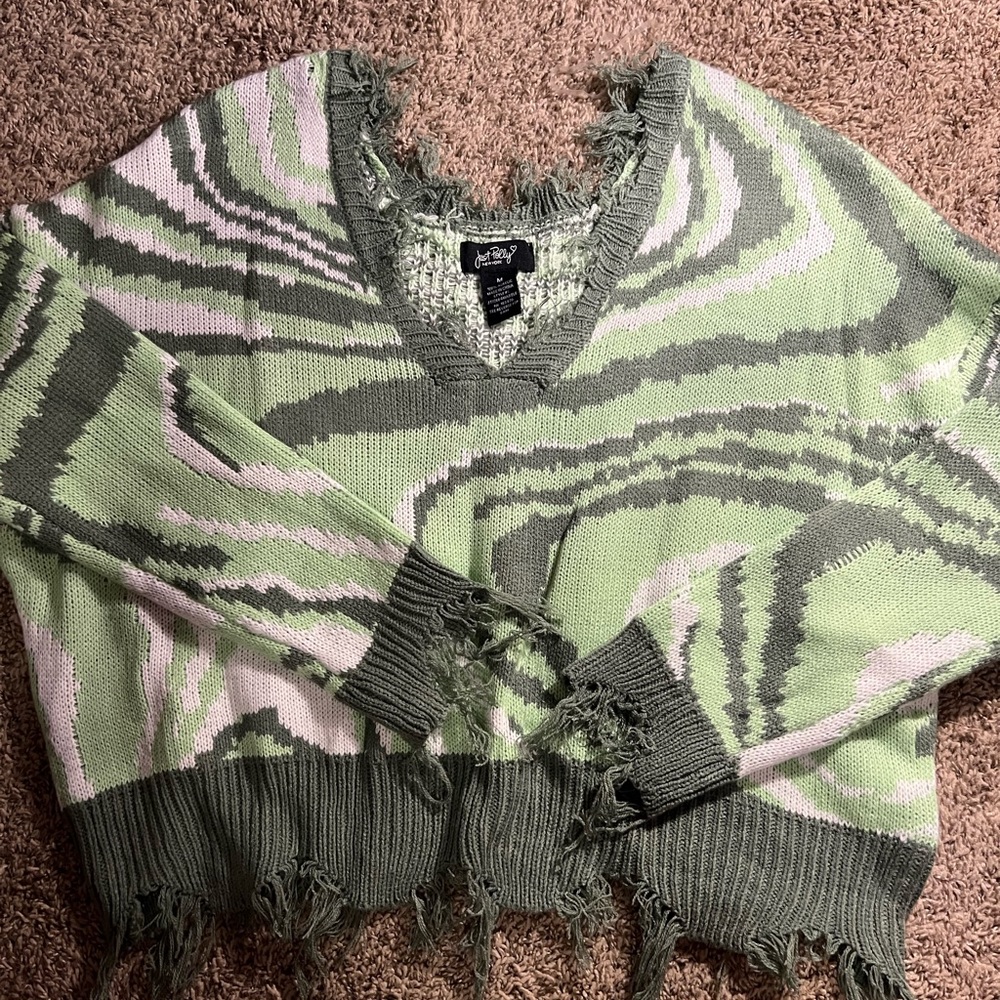 Just Polly green and white sweater